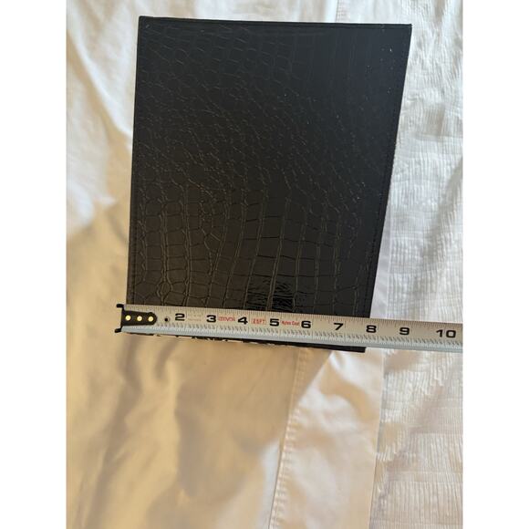 Black Wastebasket Faux Crocodile-Embossed Shiny Bathroom Office Trash Garbage - Picture 7 of 8